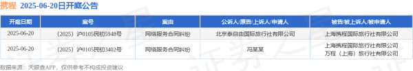 兴旺国际投资 携程作为被告/被上诉人的2起涉及网络服务合同纠纷的诉讼将于2025年6月20日开庭